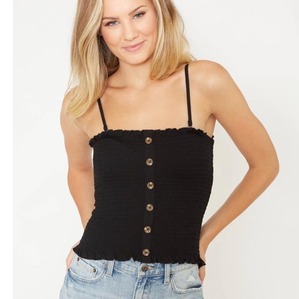 Smocked button tank top (s) South Moon Under